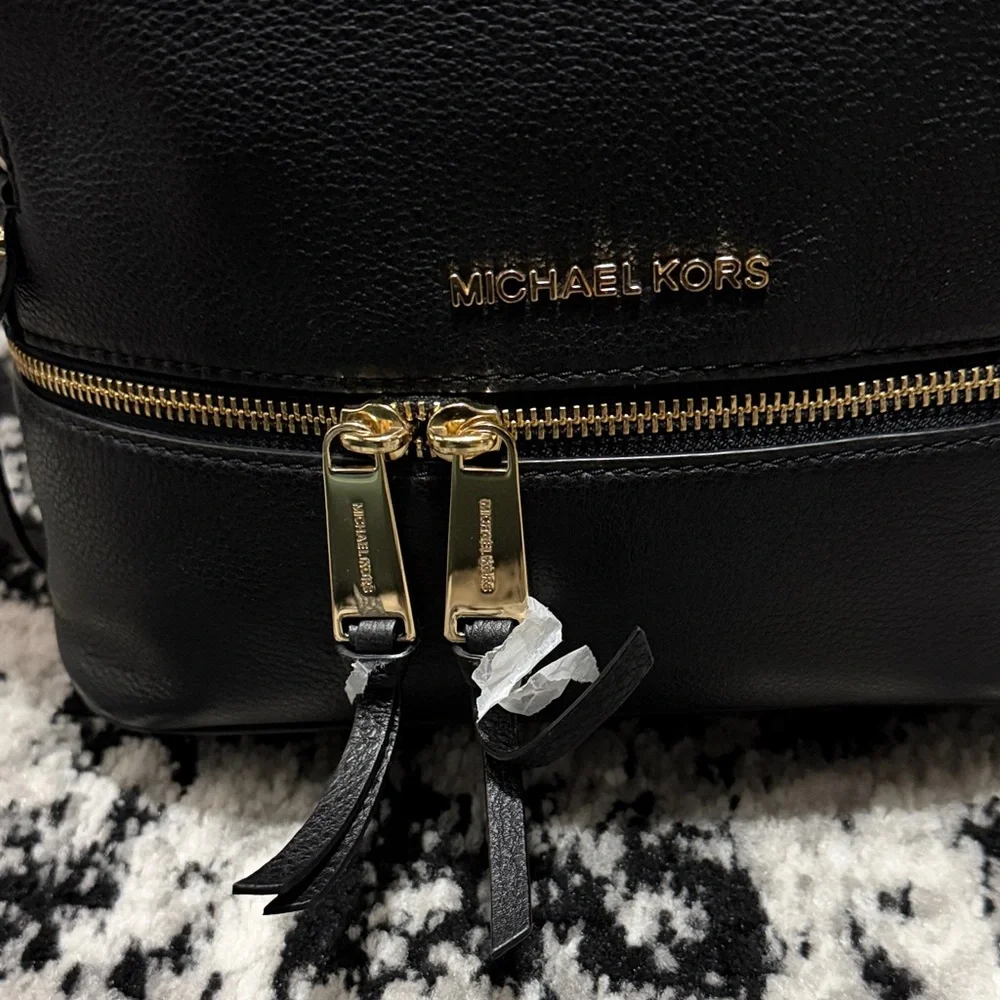 Michael Kors Black Pebbled Backpack - Picture 6 of 7